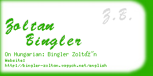 zoltan bingler business card